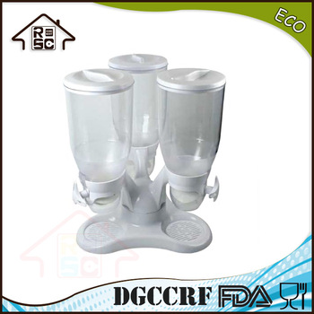 triple cereal dispenser dry food storage container dispenser machine