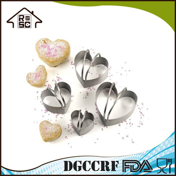 4 Valentine Heart Biscuit Cookie Cutter Set Stainless