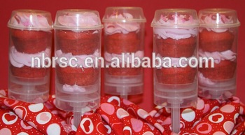 Easy and Convenient Pop Plastic Container for Dessert, Push Up Cake Tubes Plastic Container