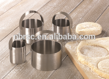 Mental cookie cutter 4 PCS Stainless Steel Circle Shape Biscuit and Cookie Cutters with Handle cutter set