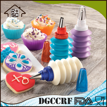 NBRSC BPA Free Custom 3pcs Cake Cookie Cupcake Decorating Squeeze Icing Bottles Baking Tool with Stainless Steel Nozzle