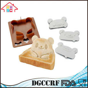 NBRSC Kitchen Plastic DIY Frog Bear Panda Shape 3 in 1 Sandwich Maker Bread Mold Cutter As Seen on TV