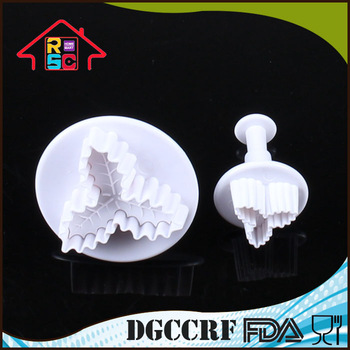 NBRSC Leaf Shape Plastic Mould Plunger Cookie Cutter Cake Mould Shape