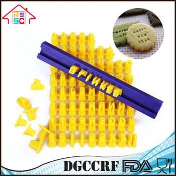 NBRSC Plastic Mini Alphabet Letter Number Press Set Cookie Stamp Cutter for Biscuit Cookie Decorating