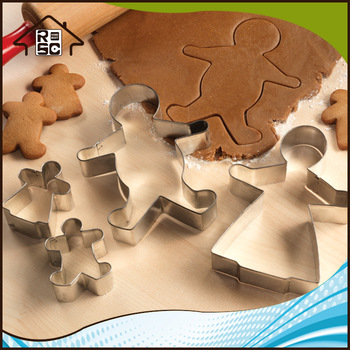 NBRSC Stainless Steel Custom Gingerbread Family Cookie Cutters set of 4 for Baking