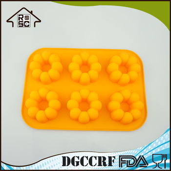 6 Cavities Flower Shape Nonstick Silicone Cake Pans FDA Certification