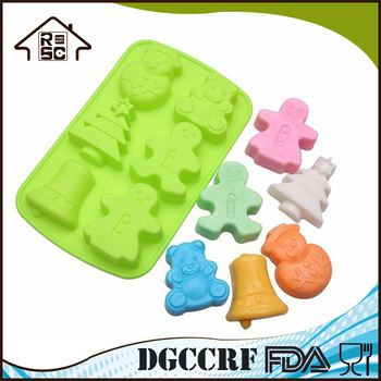 6 Cavities Nonstick Silicone Christmas Cake Molds BPA Free