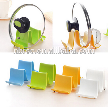Easy Pop Wave Shape Kitchen Plastic Cooking Utensil Plastic Pot Pan Lid Stand Holder Rack