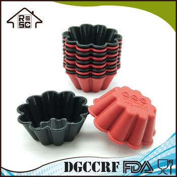 Flower Shaped Nonstick Silicone Reusable Cupcake Molds For Muffin