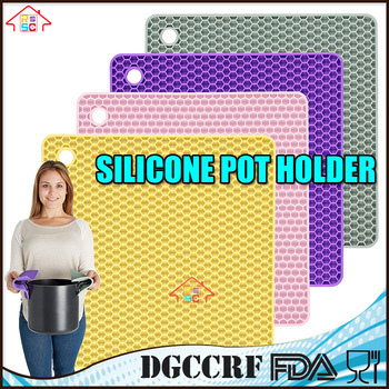 Food grade square honeycomb shaped silicone pot holder