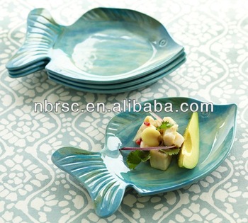 Melamine Appetizer Fish Shape Plates set of 2