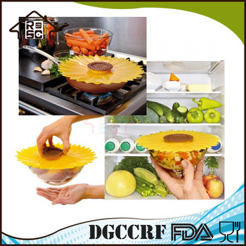 NBRSC Competitive Factory Price 11-inches Sunflower Lid Silicone Suction Bowl Lid Food Cover