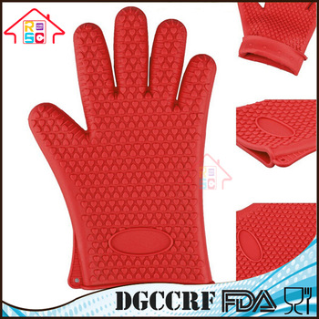 NBRSC Heat Resistant Silicone Glove Cooking BBQ Oven Pot Holder Mitt Kitchen Finger Gloves