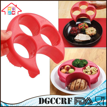 NBRSC Kitchen Plastic Meal Measure Portion Control Plate Food Separator Tool Diet Meal Helper