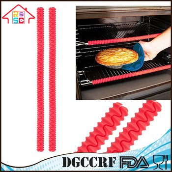 NBRSC Kitchen Tool Heat Resistant 2 Pack Flexible Silicone Rubber Oven Shelf Rack Edge Clip Guards Liner Cover