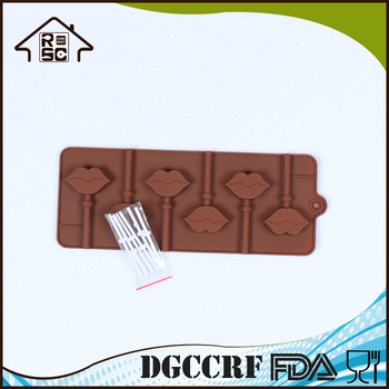 NBRSC Luscious Lips Valentine Candy Lolly Mold Chocolate Novelty Silicone Cake Molds