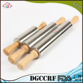 NBRSC Professional Non-Stick Roller metal Silicone Rolling Pin Dough Roller Wooden Handles