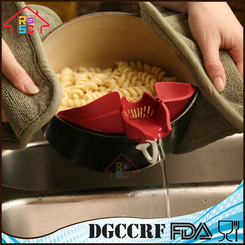 NBRSC Red Silicone Pouring Spout Clip on Easy Pour Spout for Pots and Bowls