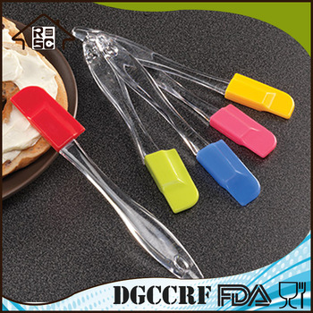 NBRSC Reliable Company Food Grade Colorful Mini Silicone Spatula Set with Clear Plastic Handle