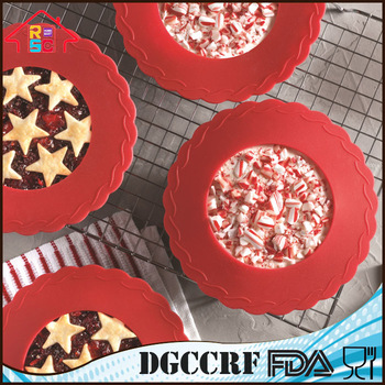 NBRSC Reusable Mini Pie Pan Crust Shields Silicone Cover Set of 4