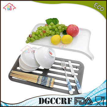 NBRSC Shipment In Time Eco-friendly 2-Tier Plastic Small Dish Drying Rack Kitchen Tool with Drip Water Tray And Pour Spout Tool