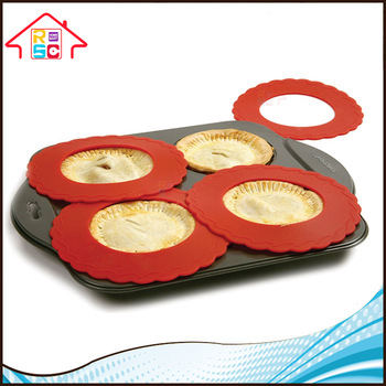 NBRSC Silicone Crust Shield Reusable Mini Pie Pan Cover Set Of 4 Pcs