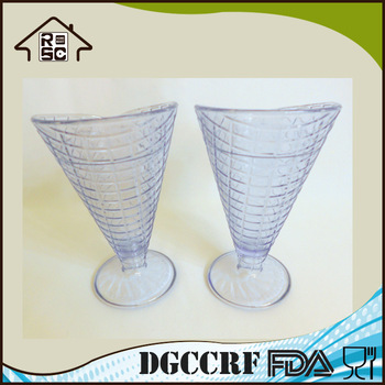 Transparent Plastic Ice Cream Cup Sundae Waffle Cone Cup Utensil