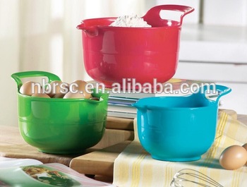 3 PCS Best Quality Colorful Kitchen Utensil Platic Mixing Bowl with Handle Grip Eco-friendly Food Container Bowl Plastic Bowl