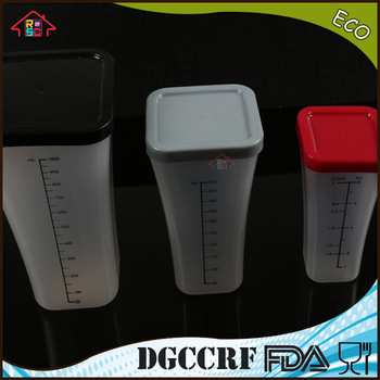 3 PCS Plastic Measuring Cup Food Container Kitchen Liquid Measuring Food Container with Colorful Covers Measuring Cup