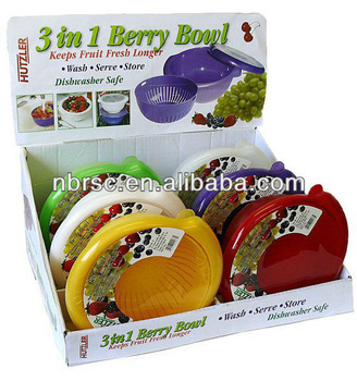 3 in 1 plastic berry bowl