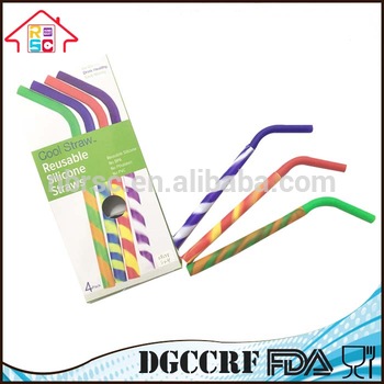 Colorful Silicone Drinking Straws, Reusable Silicone Straw