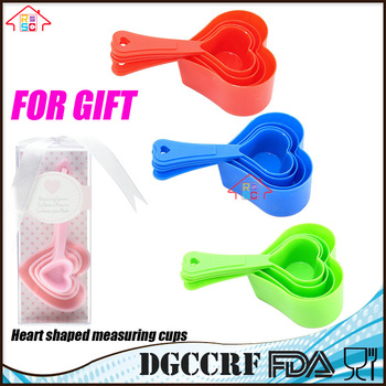 Heart shape Plastic Measuring Spoons With Long Handle 4 PCS