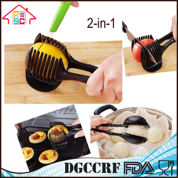 NBRSC 2 in 1 Function Portable Lemon Tomato Vegetable Slicer Divider Food Slices Clip Kitchen Helper Holder