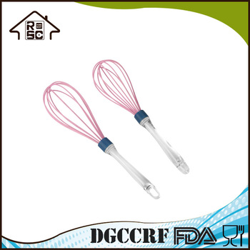 NBRSC Competitive Factory Price Kitchen Tool Silicone Manual Egg Beater Whisk with Plastic Handle