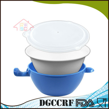 NBRSC Cool Touch Plastic Microwave Bowl with Handle Lid Set Ergonomically Designed to Hold with One Hand
