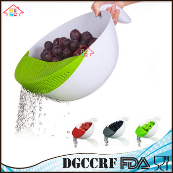 NBRSC Creative 2-in-1 Washer Soak &amp; Strainer Washing Bowls Multifunctional Kitchen Gadgets Colanders