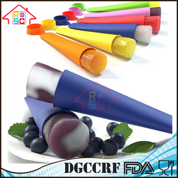 NBRSC Flexible Colorful Snack Cup Ice Cream Maker Lunch Box Container Keeper Silicone Popsicle Mold with Attached Lids