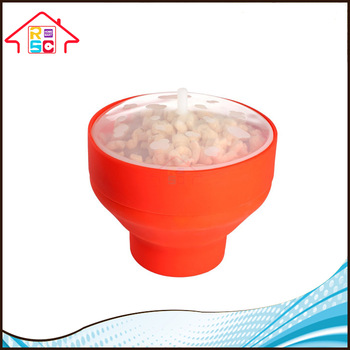 NBRSC Microwave Popcorn Popper Red Microwave Cookware Popcorn Maker Pop Bowl