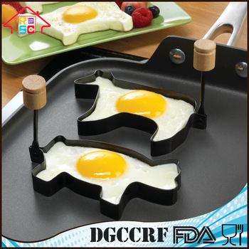 NBRSC Non Stick Metal Set of 2 Cow Pig Shaped Fried Egg Rings Pancake Mold Ring with Handles