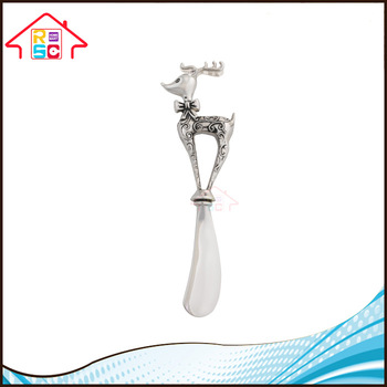NBRSC Wholesale Christmas Reindeer Cheese Butter Spreaders Silver Knife