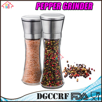 NBRSC set of 2 Premium Stainless Steel salt and pepper mill with 5 Grade Adjustable Ceramic Rotor- Salt and Pepper Shakers