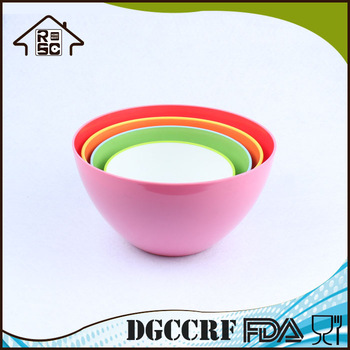 Plastic Two Toned Mixing Bowl Set of 4 Non-skid Bottom Kitchen Utensil