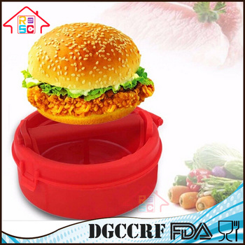NBRSC Plastic Portable Stuffed Burger Press Hamburger Grill BBQ Maker Juicy As Seen On TV