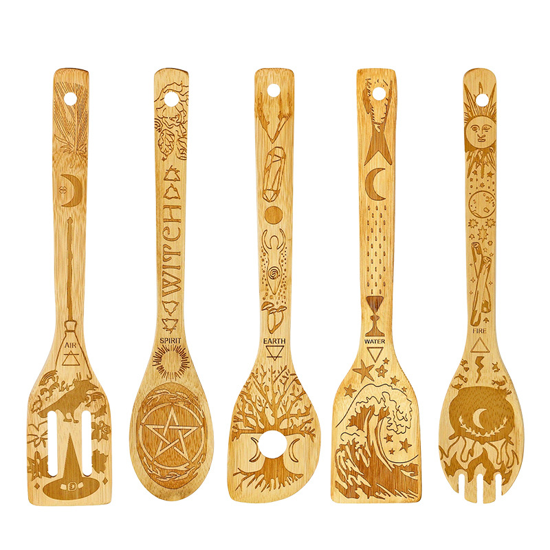 Kitchen cooking bamboo utensil set