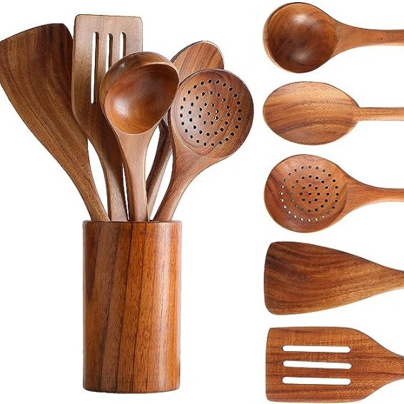 Amazon Best selling Eco-friendly wooden kitchen utensil set