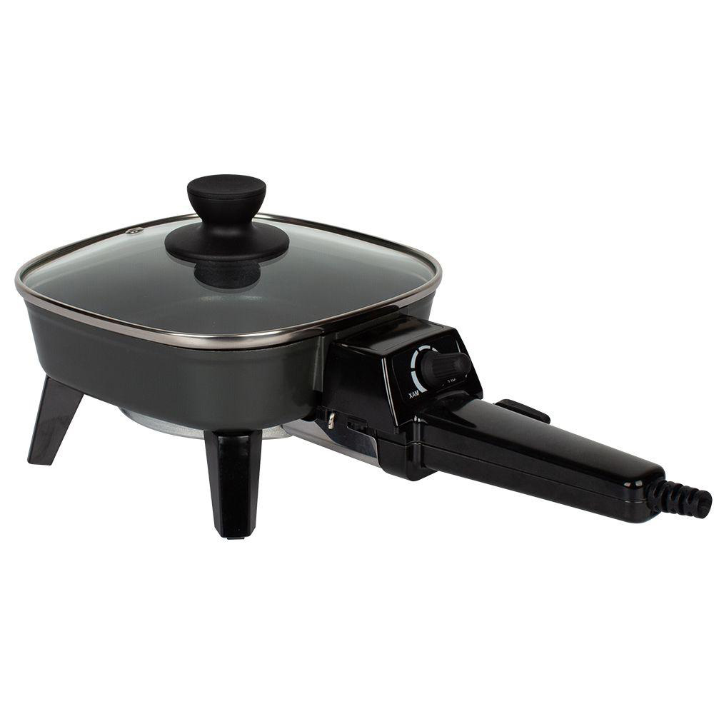Temperature Control Non-stick Electric Skillet with Tempered Glass Lid