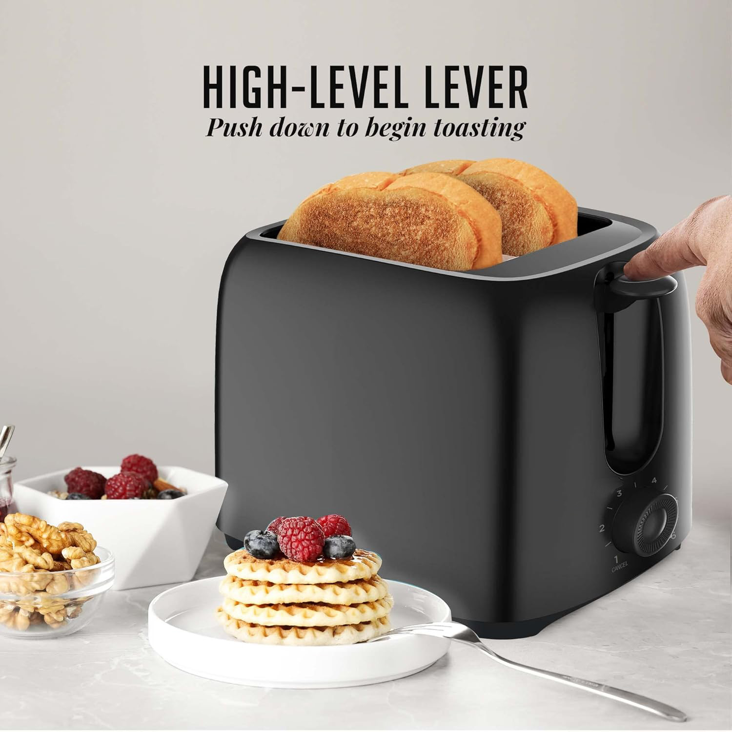 Push down to begin toasting