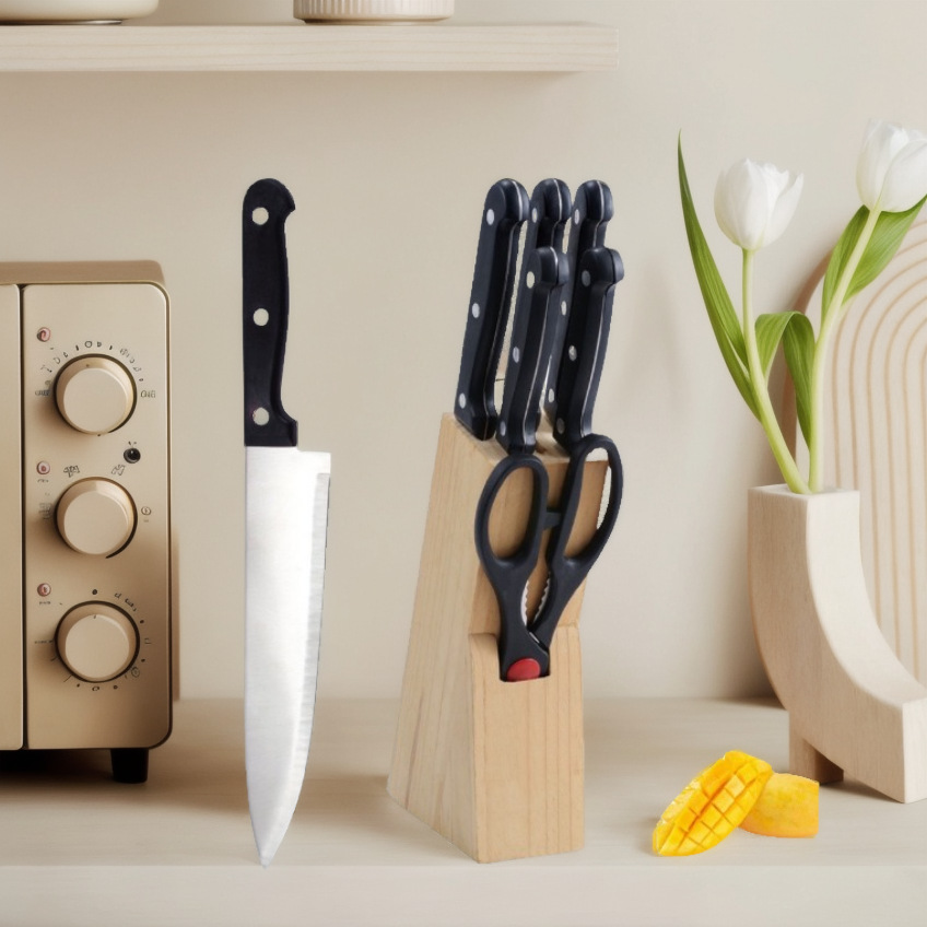 6pcs knife kit with wood holder