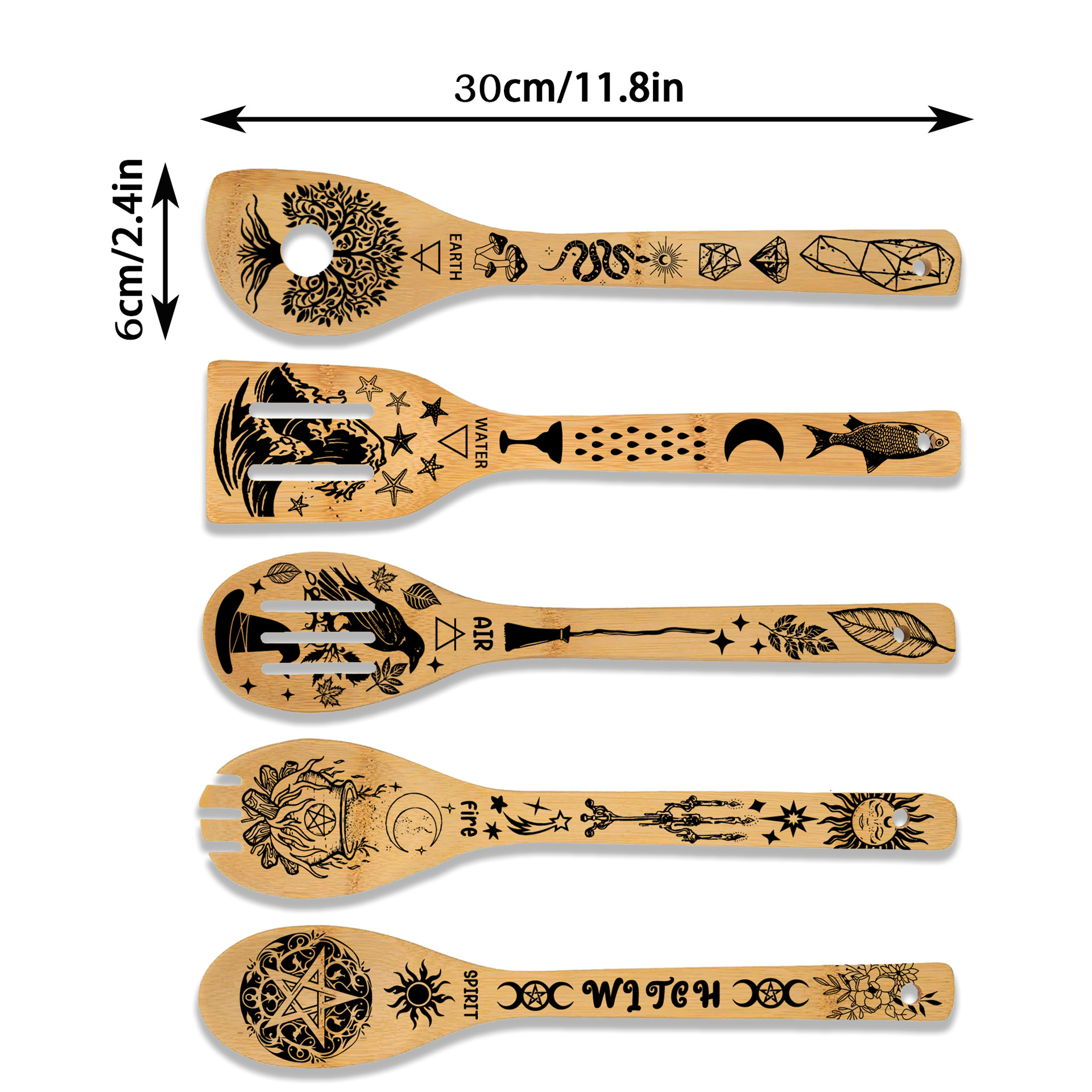 Bamboo utensil set with laser printing