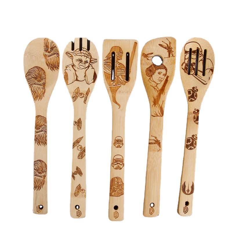 bamboo utensil set with laser engrave